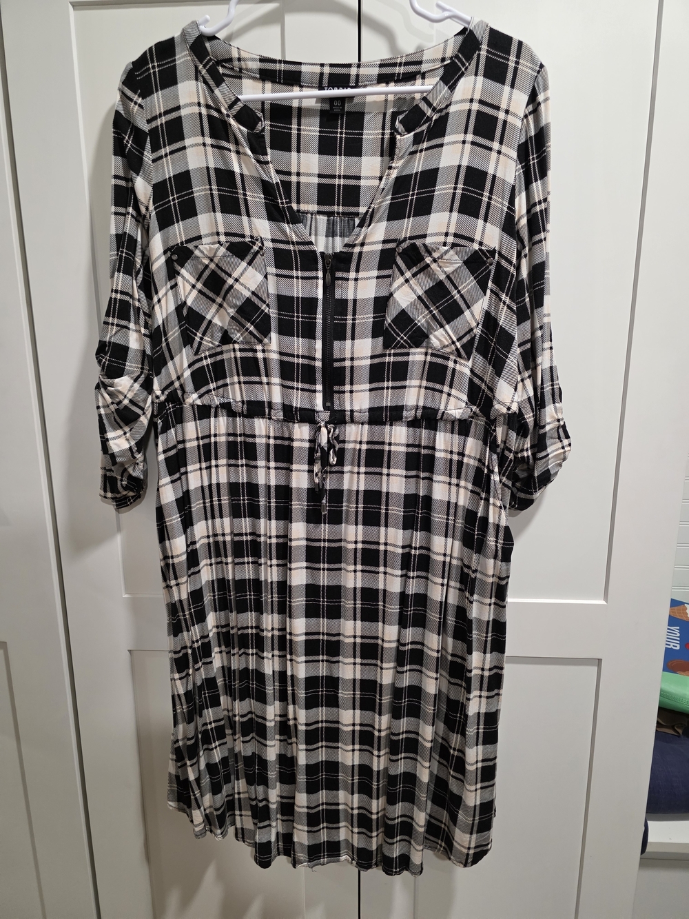 torrid Black and Cream Plaid Tunic